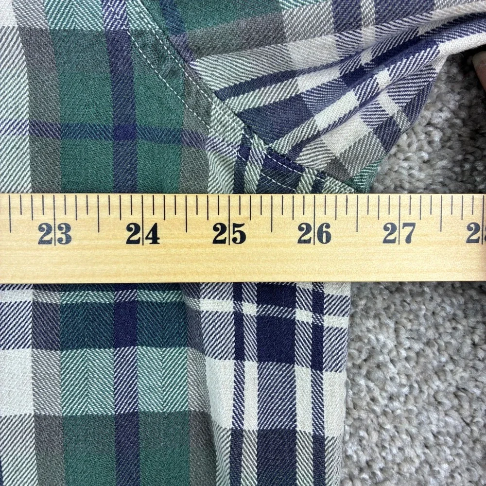 Banana Republic Flannel Shirt Size L Green Plaid Vintage USA Made Cotton